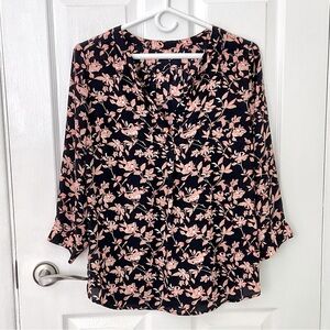 Blouse Black Orange Tan White Size M